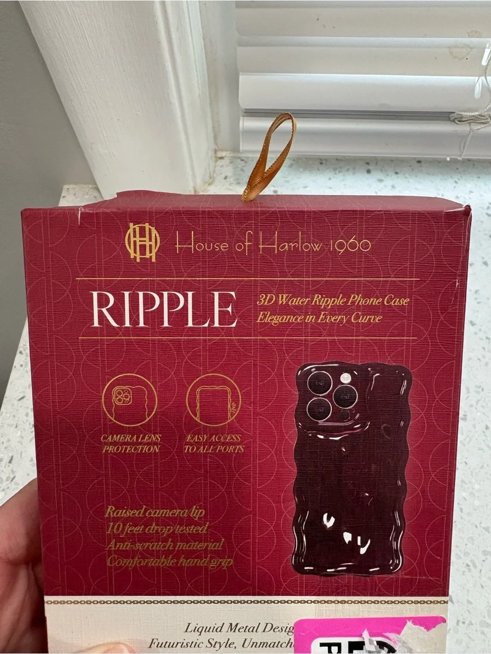 House of Harlow 1960 Ripple 3D Water Phone Case in Dark Red